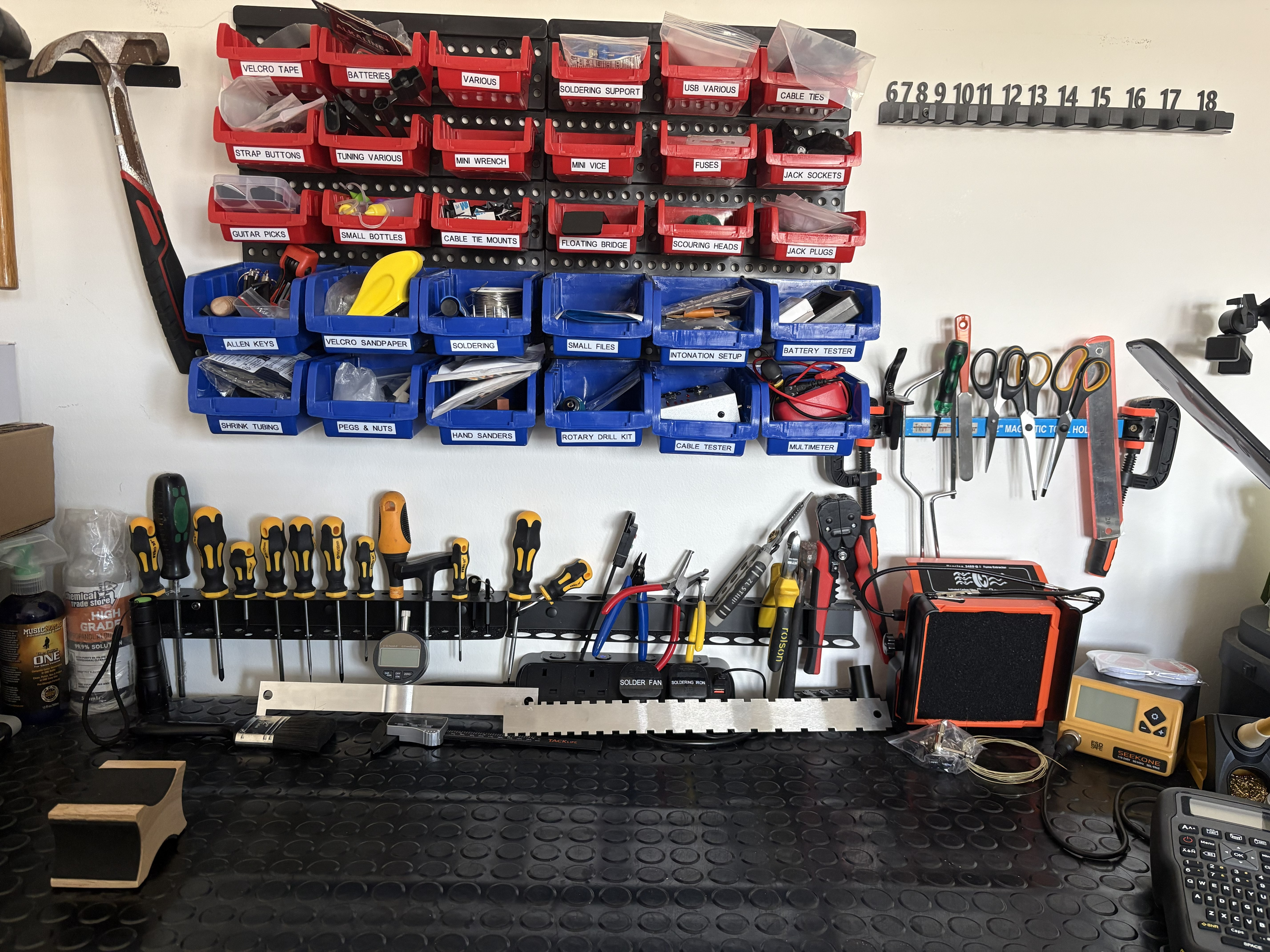main workstation with guitar repair tools and equipment