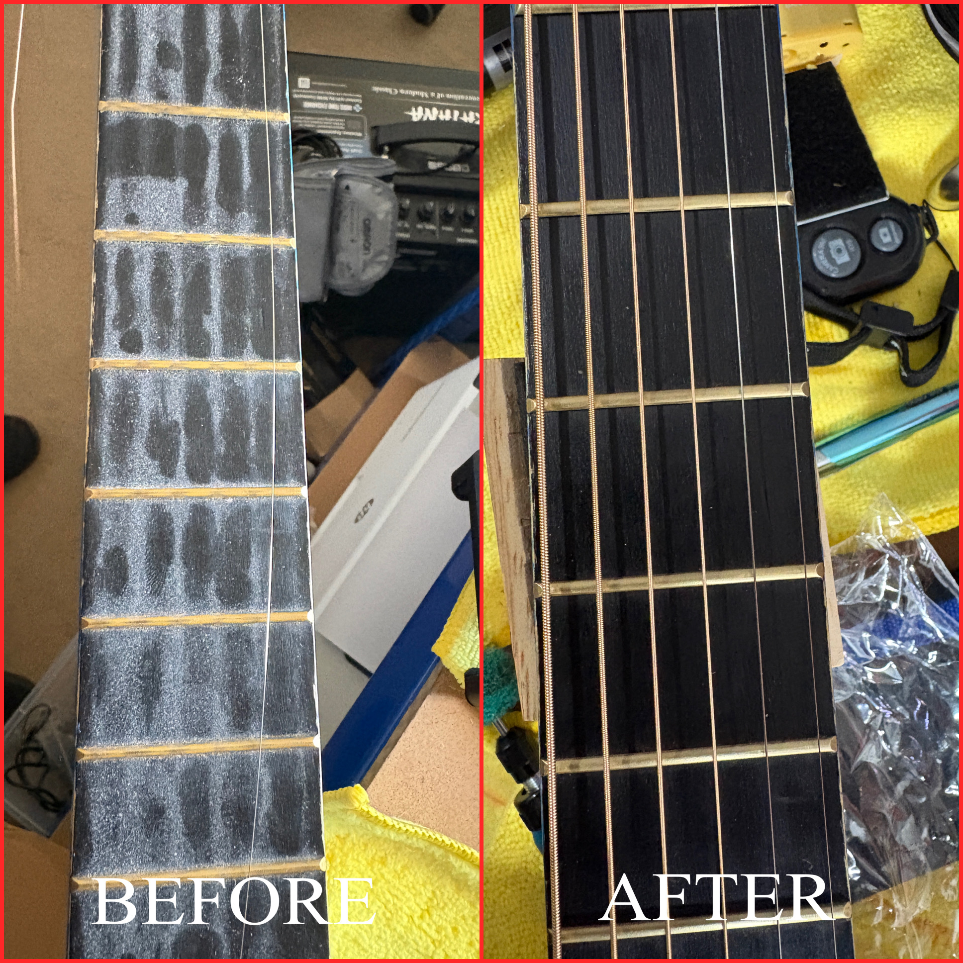 Restorative work on vintage acoustic guitar