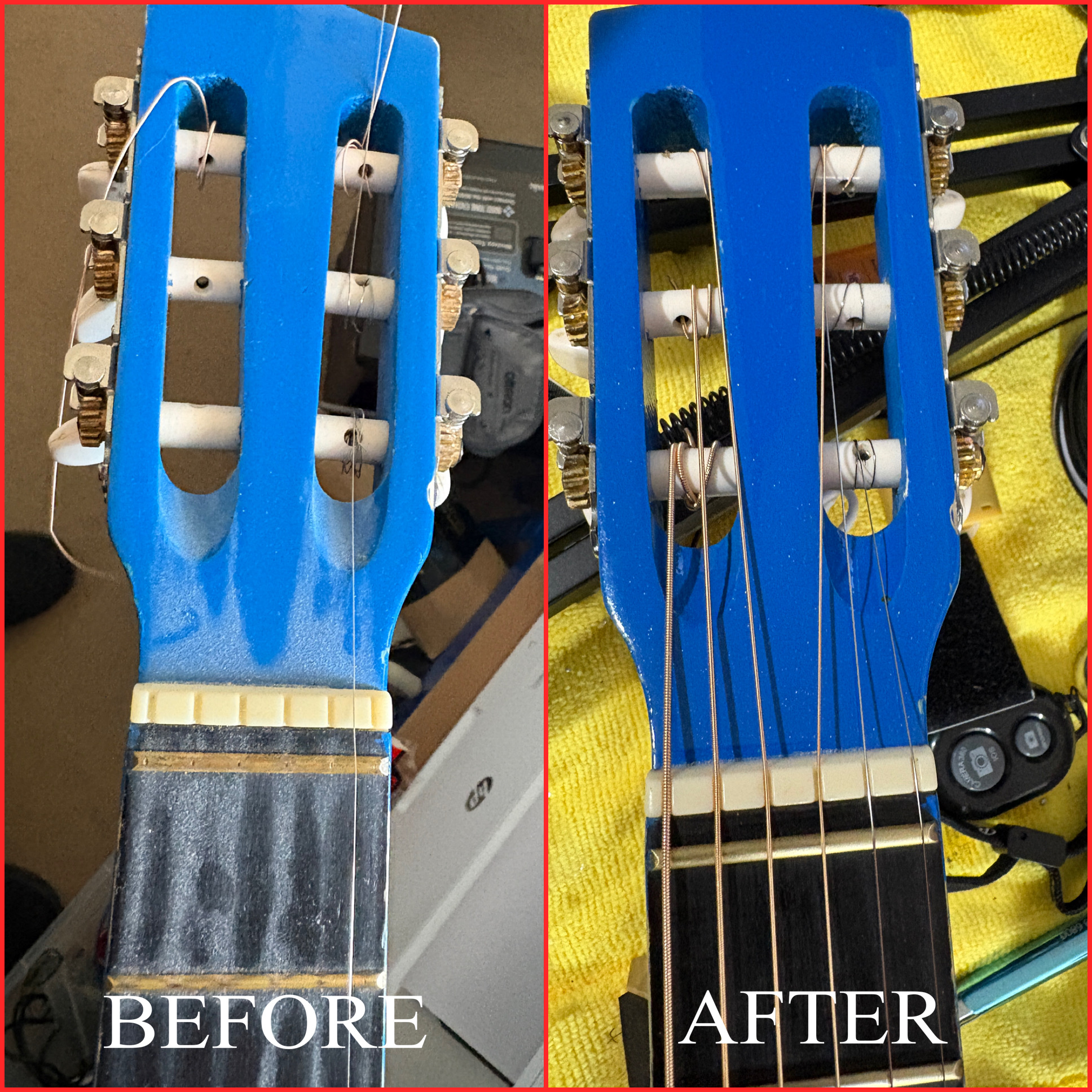 Restorative work on vintage acoustic guitar
