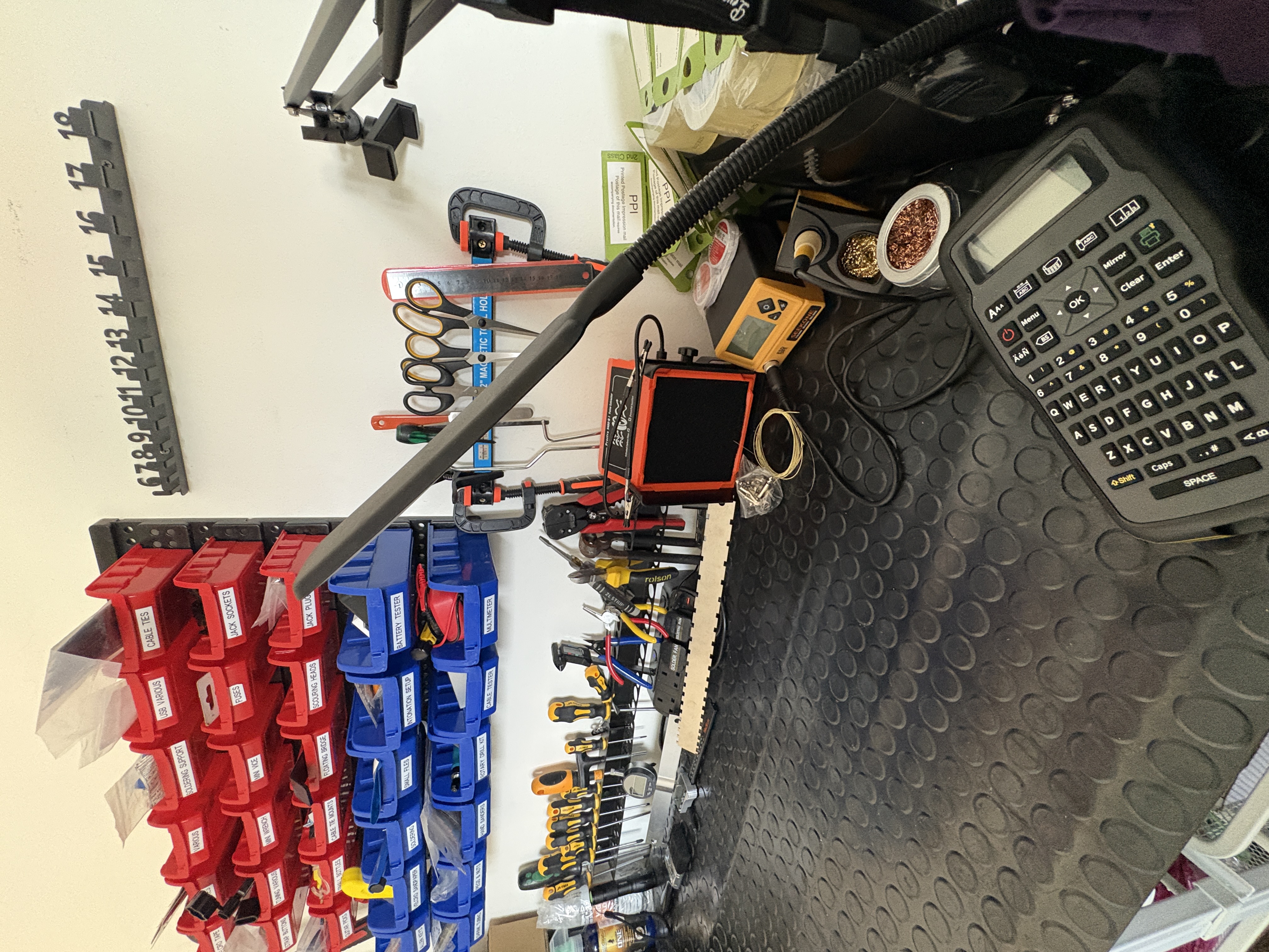 main workstation with guitar repair tools and equipment