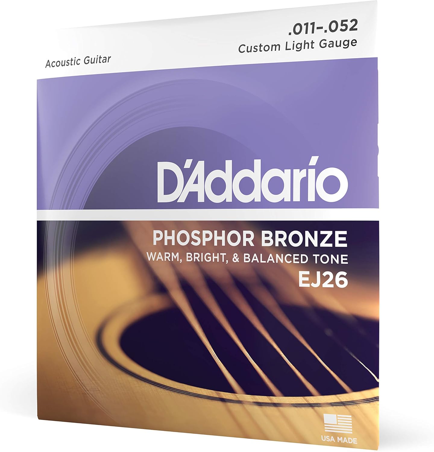 D'Addario Acoustic Guitar Strings, Phosphor Bronze 11-52 Gauge