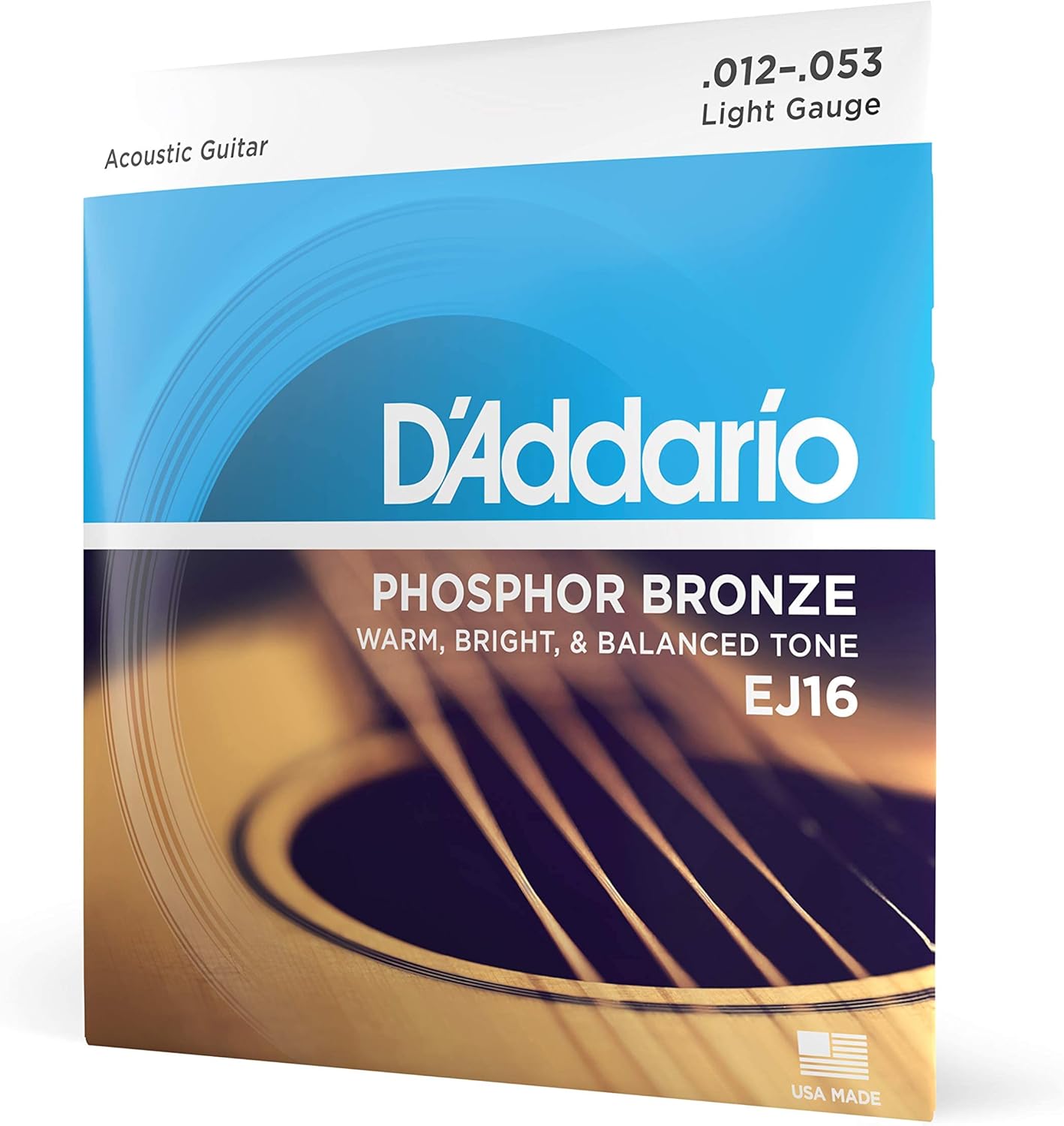 D'Addario Guitar Strings - Phosphor Bronze Acoustic Guitar Strings 12-53 Gauge