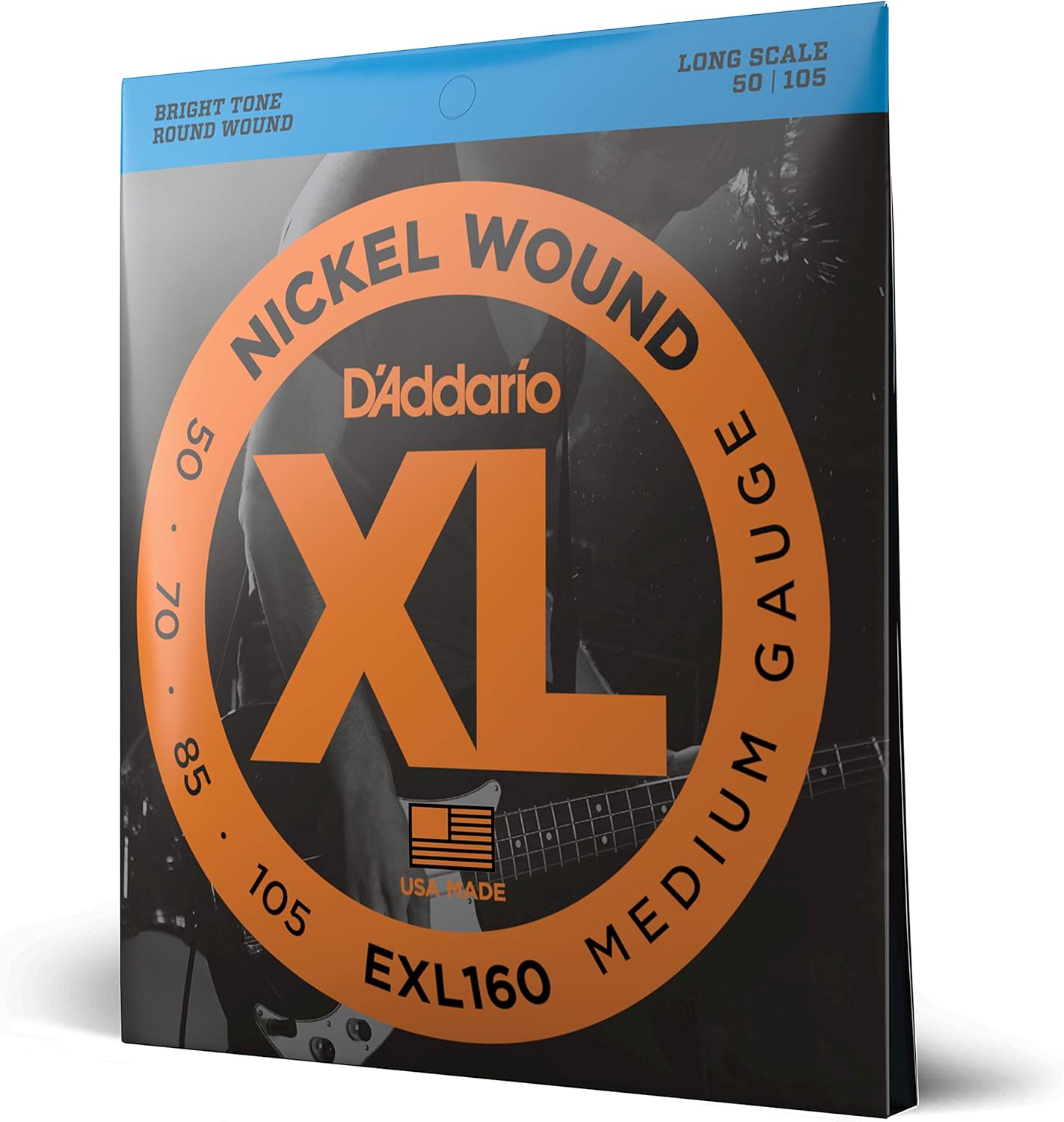 D'Addario EXL160 Electric Bass Guitar Strings, Nickel Wound, Medium, 50-105, XL Series