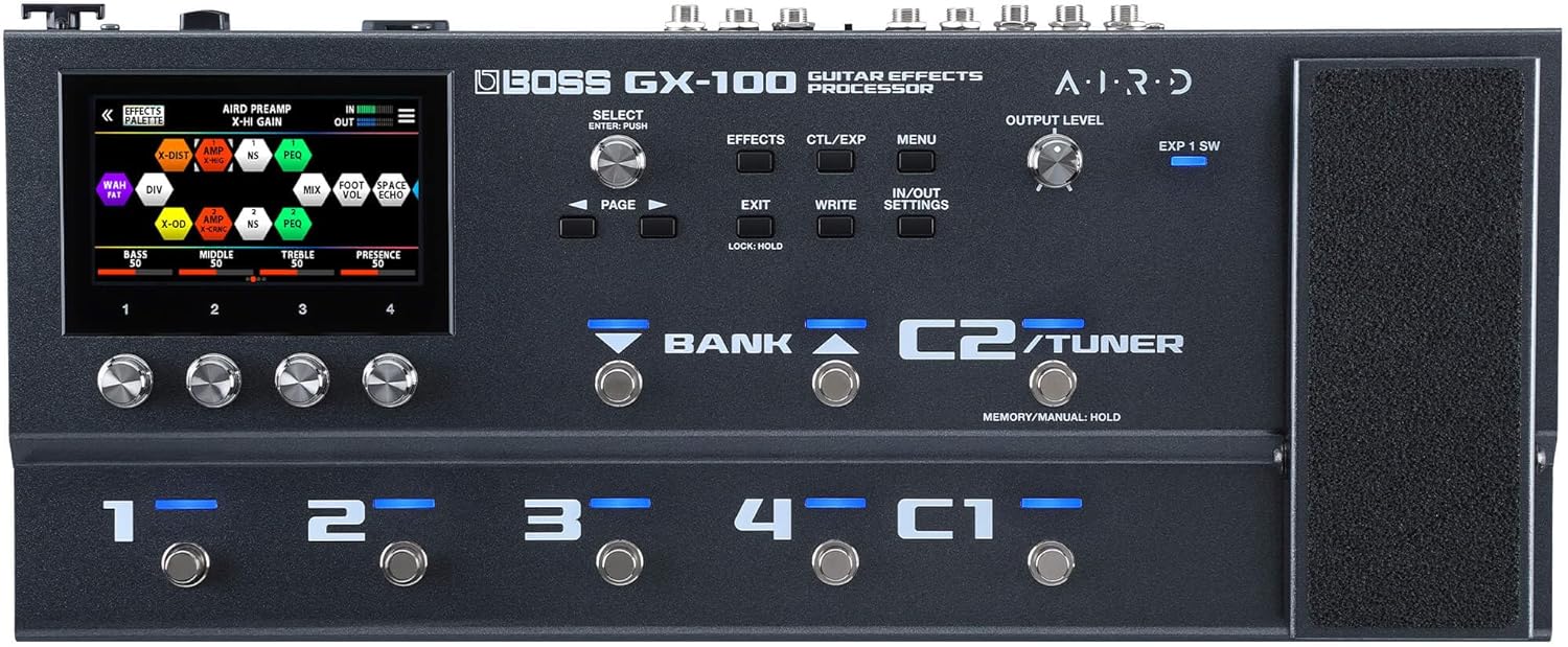 BOSS GX-100 Black Guitar and Bass Effects Processor, 23 AIRD Amplifiers, 150+ BOSS Effects